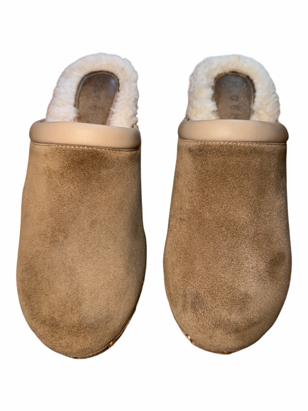 M. Gemi women's Suede Faux-Shearling Slip-Ons - Beige